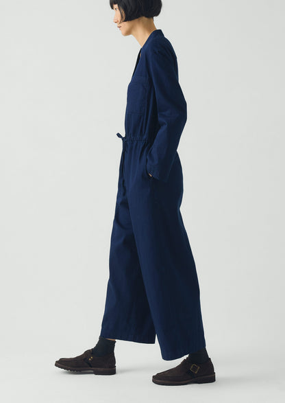 Indigo Cotton Twill Jumpsuit | Indigo