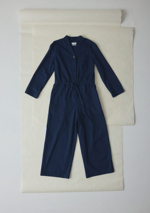 Indigo Cotton Twill Jumpsuit | Indigo