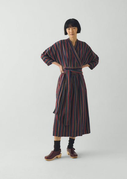 Pantry Stripe Cotton Wrap Dress | Provence Blue