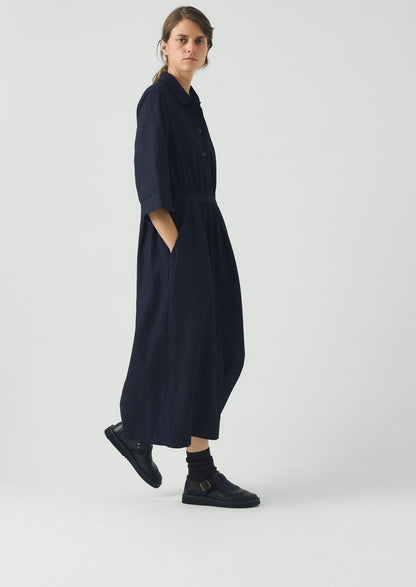 Indigo Cotton Twill Shirt Dress | Indigo