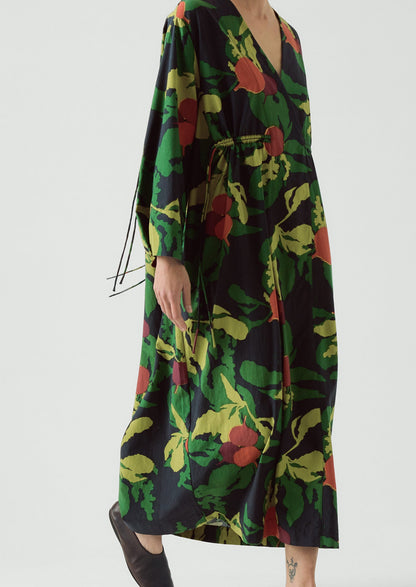 Produce Print Silk Cotton Dress | Slate