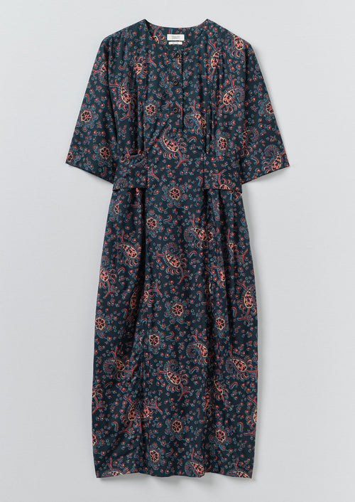 Provencal Paisley Print Cotton Poplin Dress | Provencal Blue