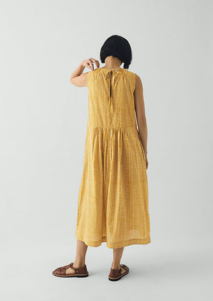 Martha Natural Dye Stripe Cotton Dress | Turmeric