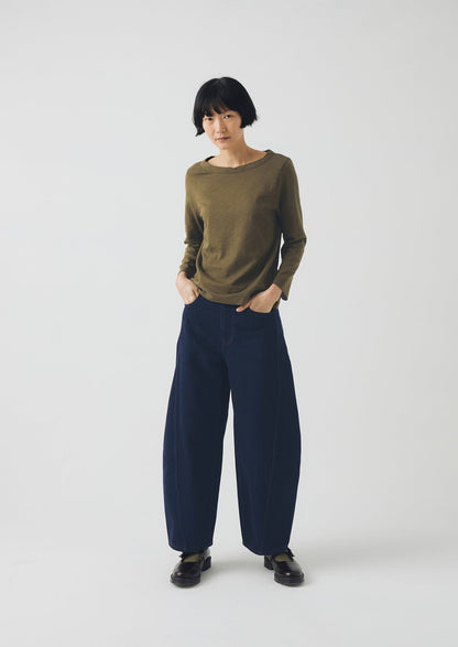 Lia Cotton Boat Neck Tee | Olive