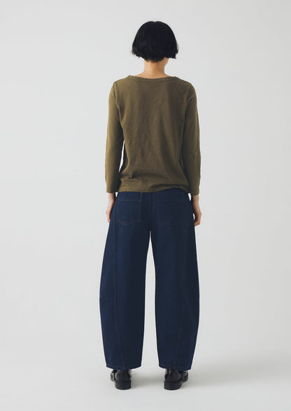 Lia Cotton Boat Neck Tee | Olive