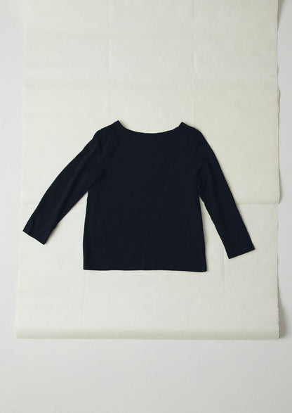 Lia Cotton Boat Neck Tee | Carbon Black