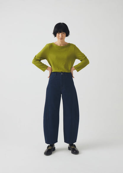 Lia Garment Dyed Boat Neck Tee | Pea Shoot