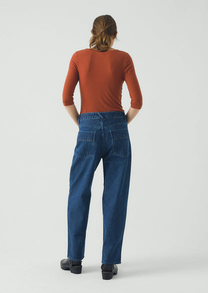 Wool Lyocell Scoop Neck Tee | Russet Brown
