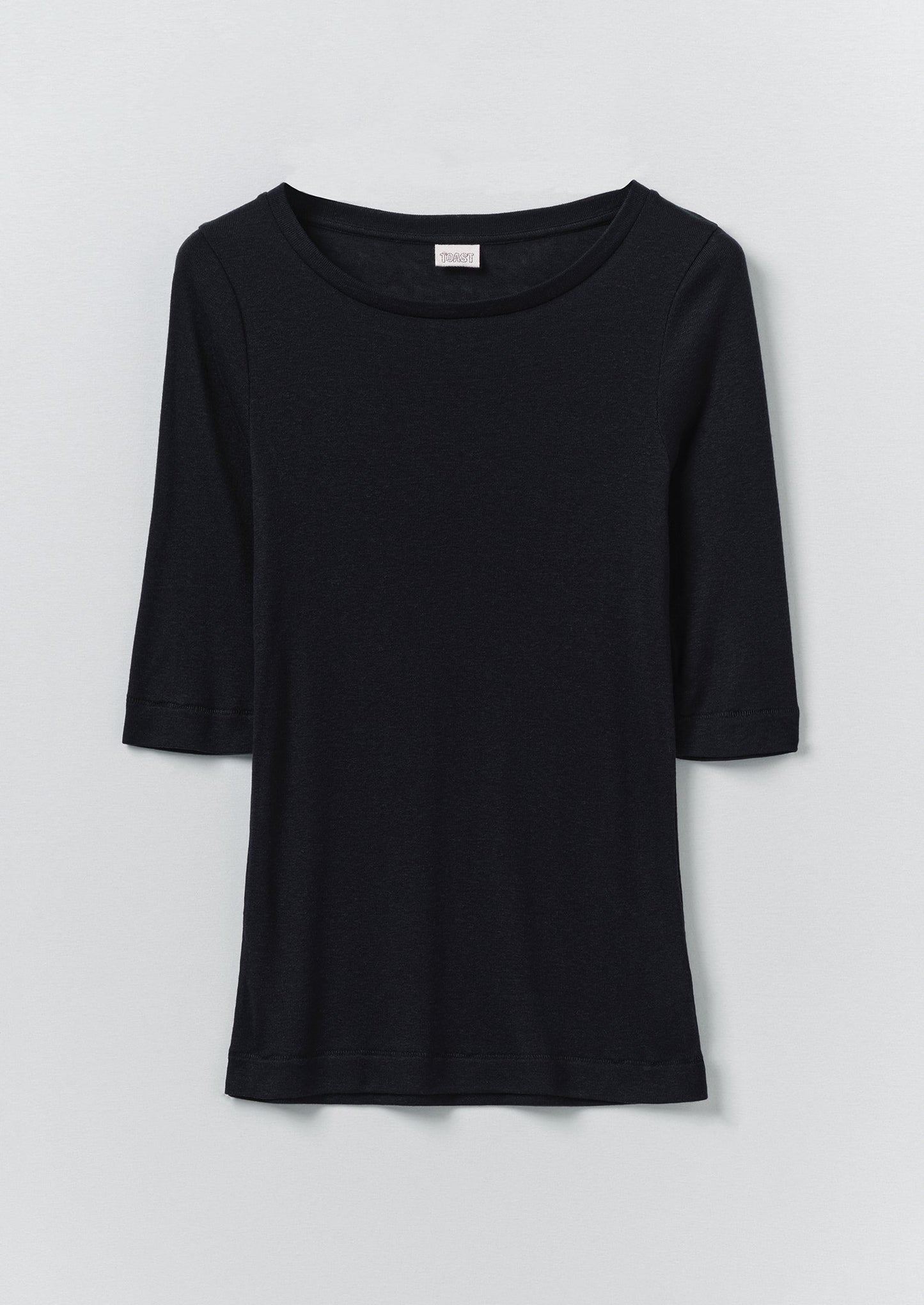 Wool Lyocell Scoop Neck Tee | Ink