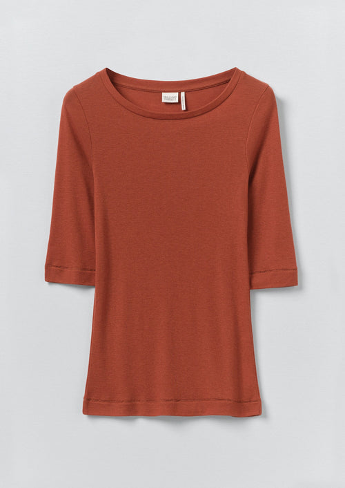 Wool Lyocell Scoop Neck Tee | Russet Brown