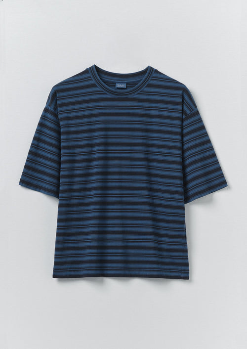 Stripe Cotton Short Sleeve Tee | Blue Graphite/Cobalt