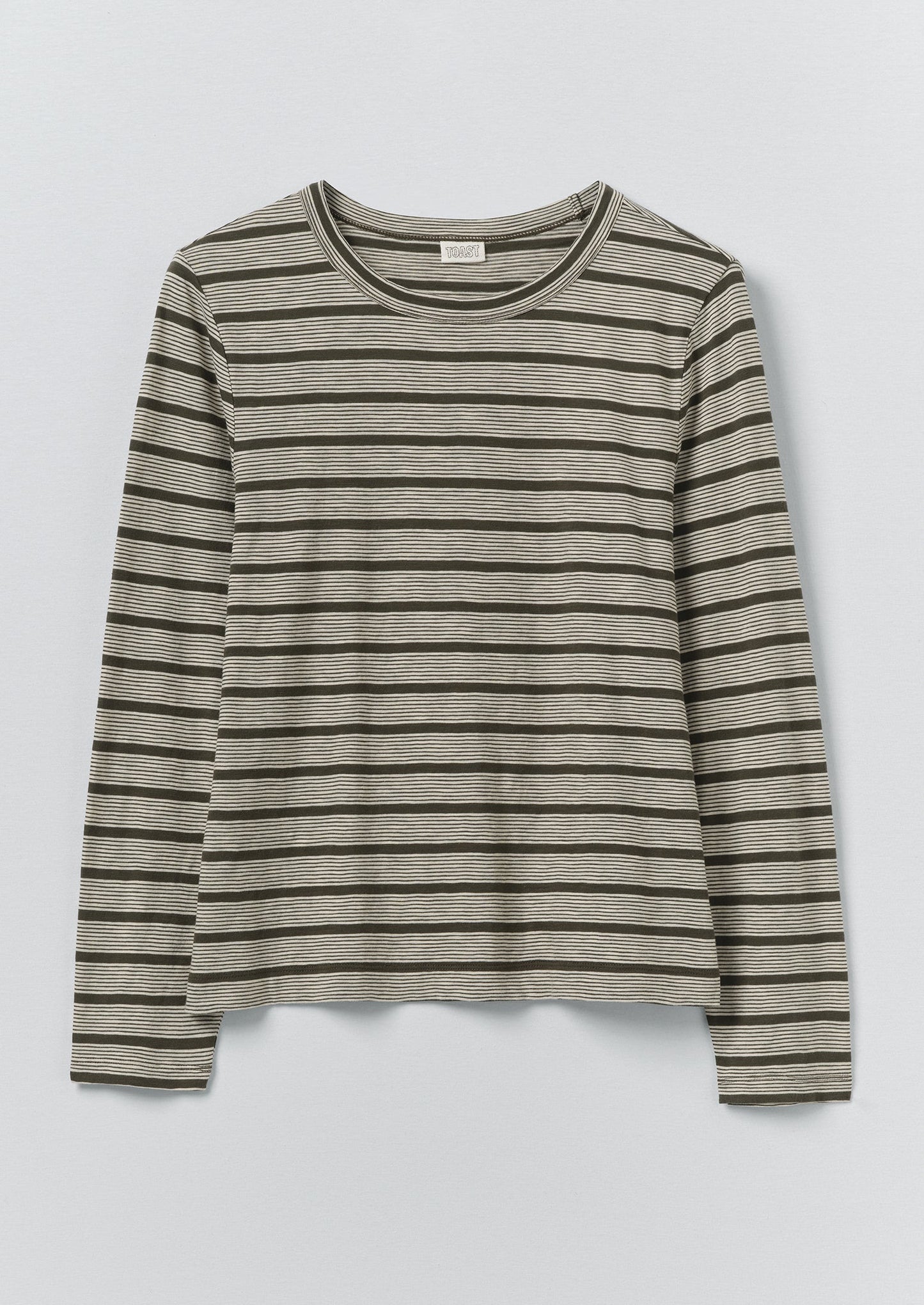 Stripe Crew Neck Tee | Avocado Rind/Ecru