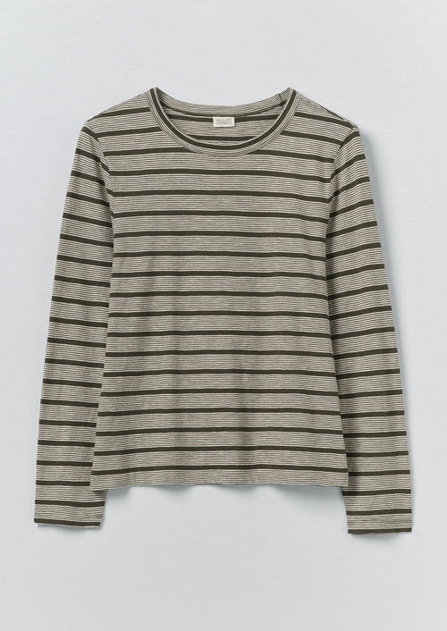 Stripe Crew Neck Tee | Avocado Rind/Ecru