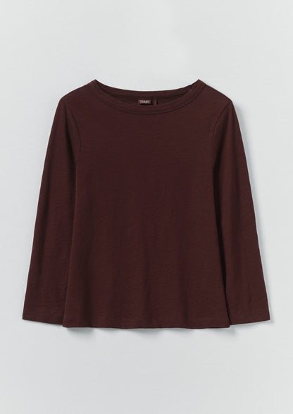 Lia Cotton Boat Neck Tee | Beetroot