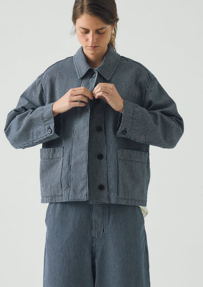Hickory Stripe Denim Jacket | Ecru/Indigo