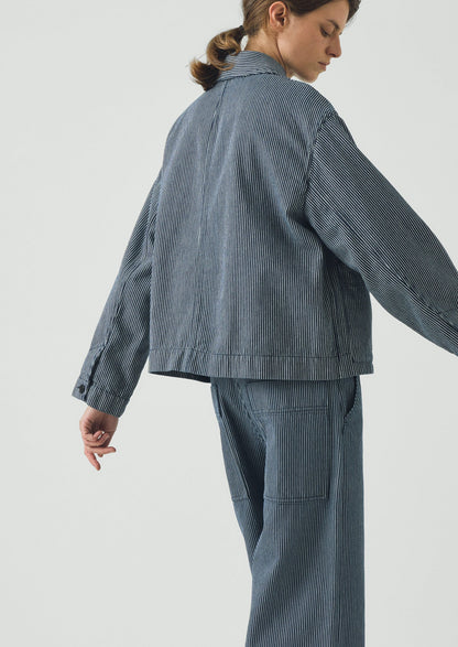 Hickory Stripe Denim Jacket | Ecru/Indigo