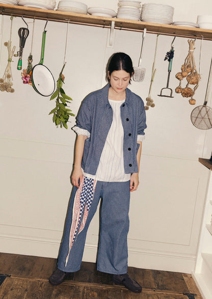 Hickory Stripe Denim Jacket | Ecru/Indigo