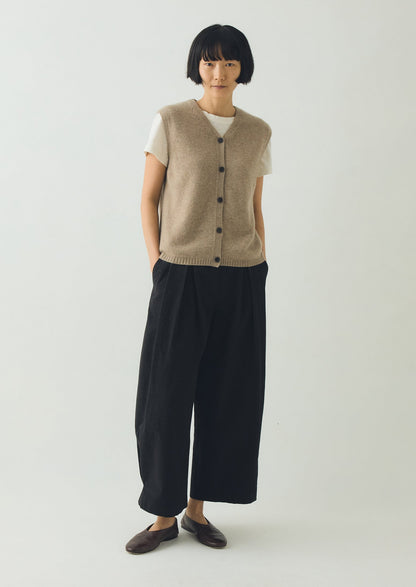 Wool Cashmere V Neck Tank | Stone Melange