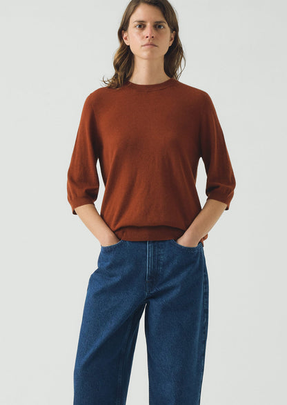 Wool Cashmere Half Sleeve Sweater | Russet