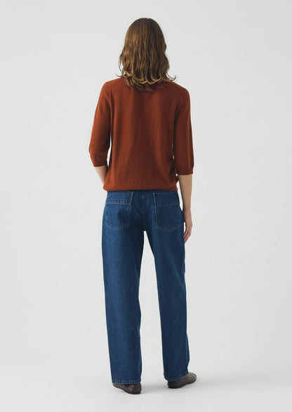 Wool Cashmere Half Sleeve Sweater | Russet