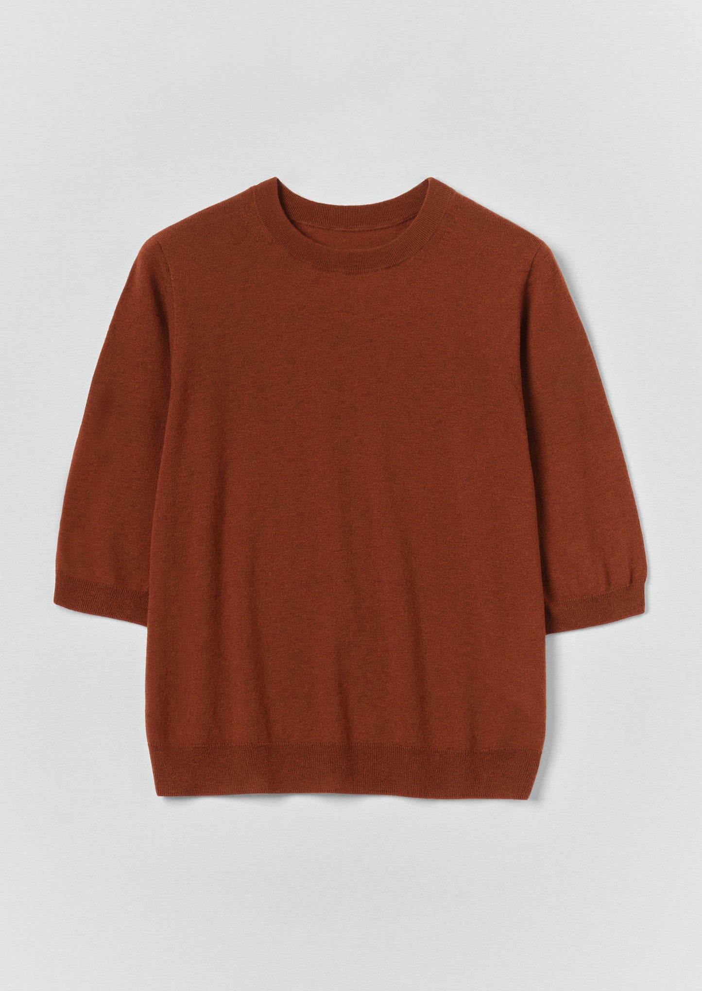 Wool Cashmere Half Sleeve Sweater | Russet