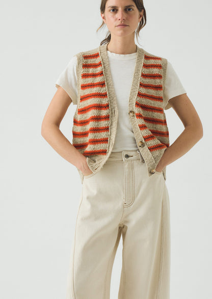 Jacquard Stripe Linen Cotton Tank | Red Multi