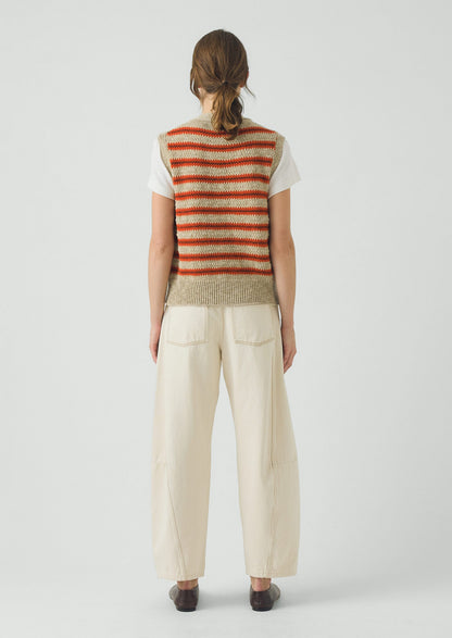 Jacquard Stripe Linen Cotton Tank | Red Multi
