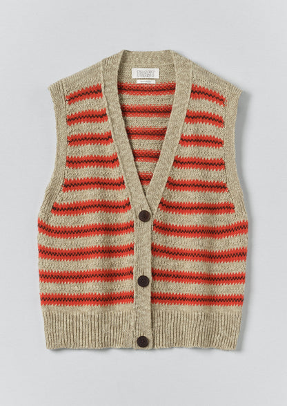 Jacquard Stripe Linen Cotton Tank | Red Multi
