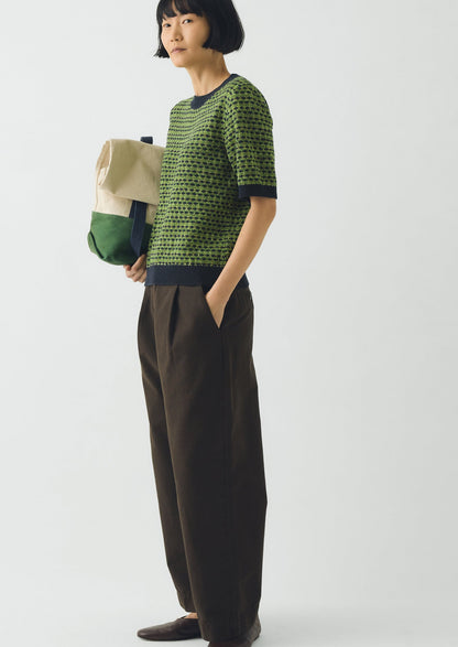 Jacquard Knitted Cotton Top | Green Multi