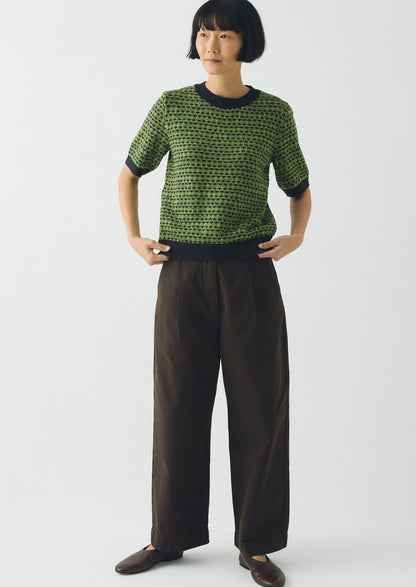 Jacquard Knitted Cotton Top | Green Multi