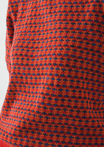 Jacquard Knitted Cotton Top | Red Multi