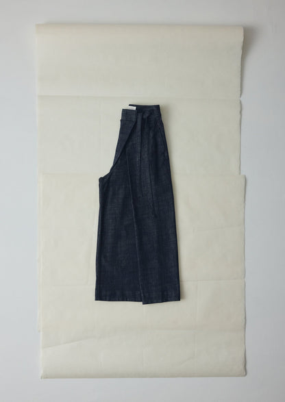 Pleated Wrap Denim Culottes | Indigo