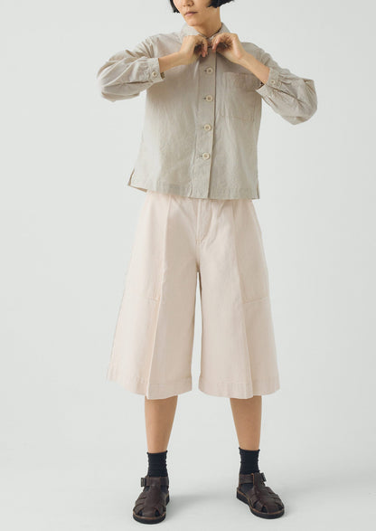 Pleated Denim Shorts | Ecru