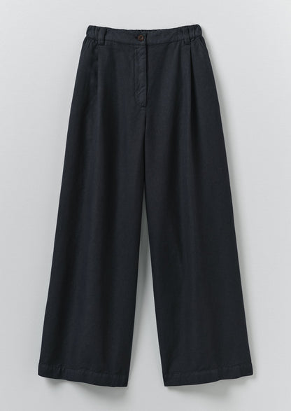 Wide Leg Cotton Linen Twill Trousers | Nile Blue