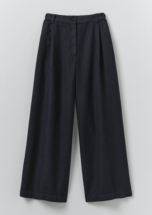 Wide Leg Cotton Linen Twill Trousers | Nile Blue