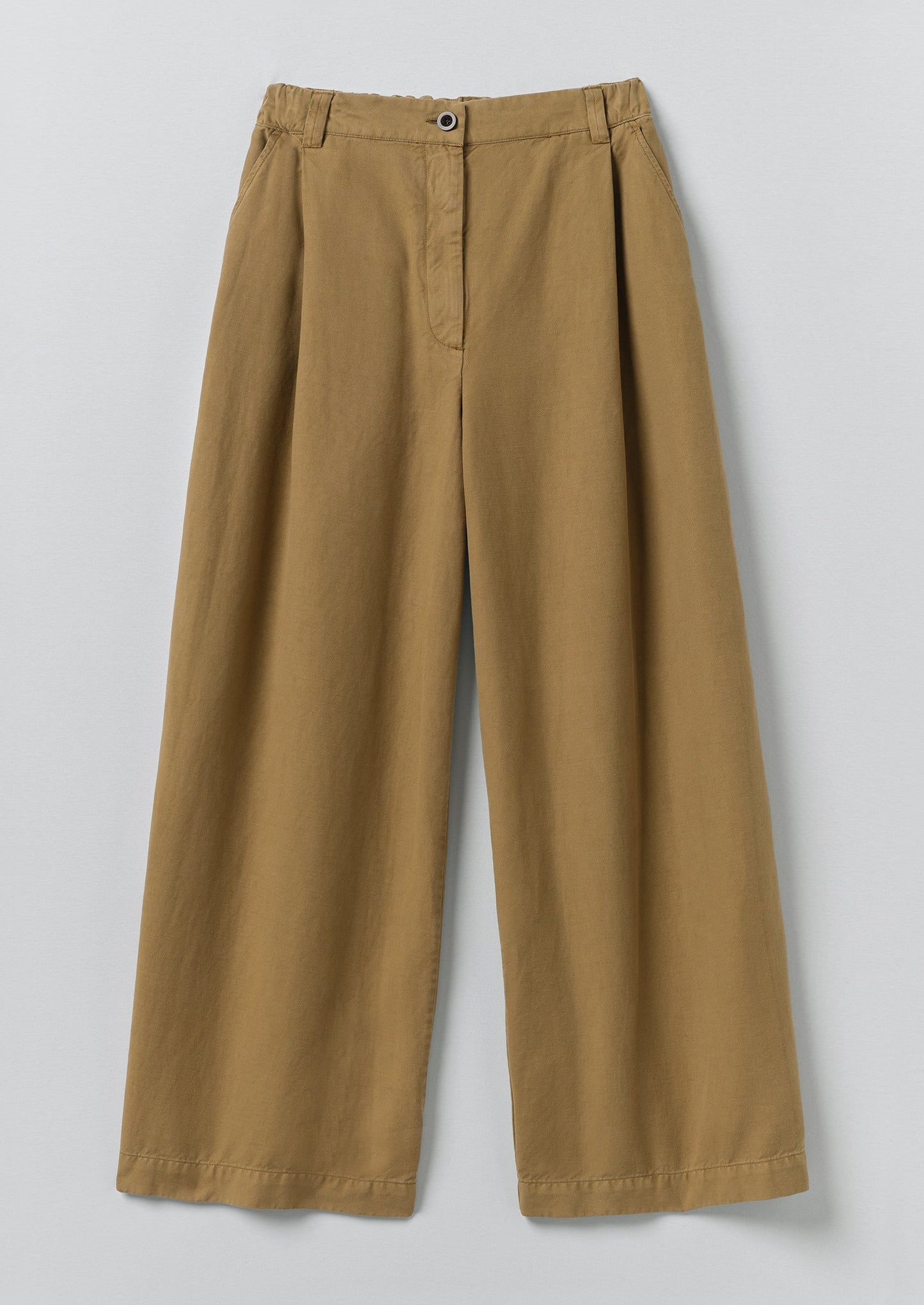 Wide Leg Cotton Linen Twill Trousers | Warm Sand