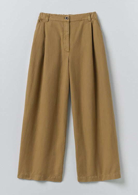 Wide Leg Cotton Linen Twill Trousers | Warm Sand