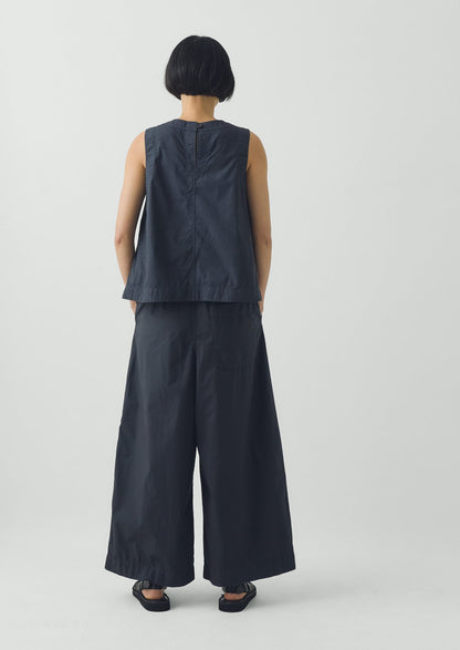 Pleated Pull On Cotton Poplin Trousers | Slate