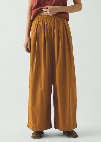 Pleated Pull On Cotton Poplin Trousers | Dhal