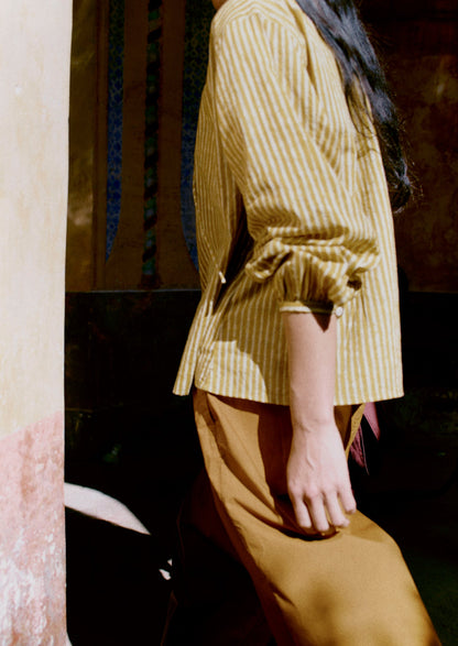 Pleated Pull On Cotton Poplin Trousers | Dhal