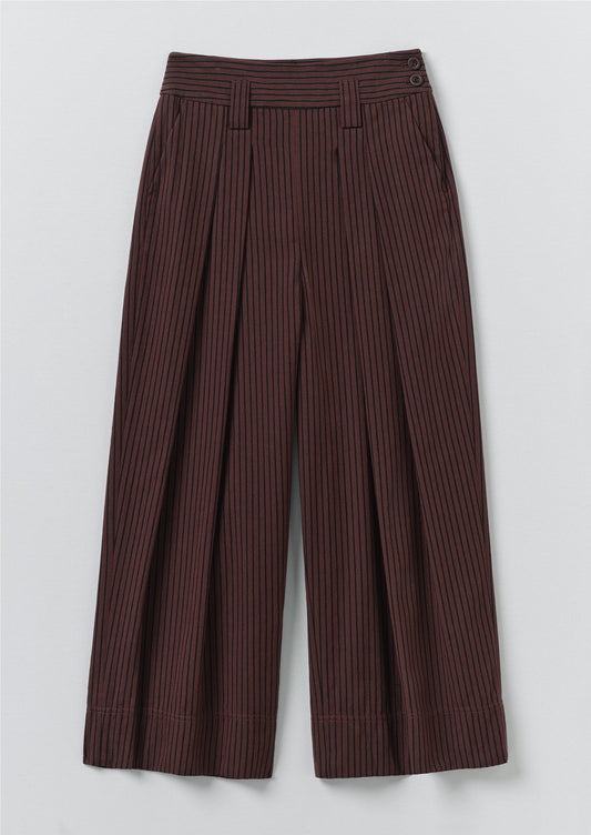 Stripe Fisherman Cotton Trousers | Black/Multi