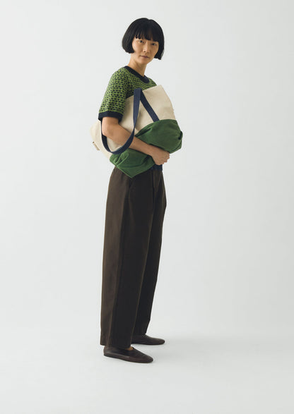Pleat Front Garment Dyed Cotton Trousers | Black Walnut