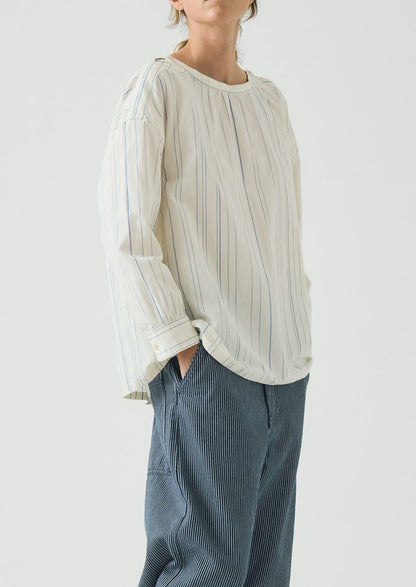 Irregular Stripe Gathered Smock Top | Cobalt