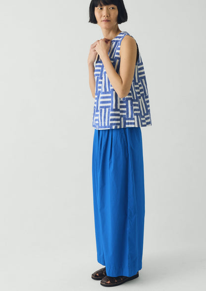Patchwork Stripe Block Print Top | Deep Cornflower
