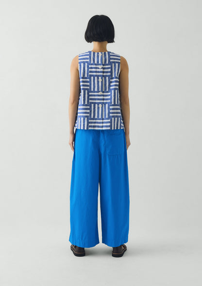Patchwork Stripe Block Print Top | Deep Cornflower