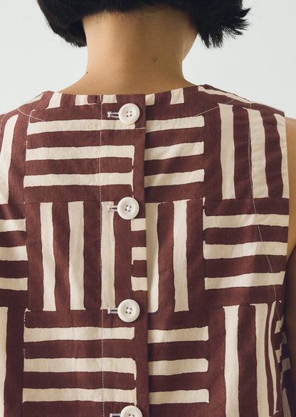 Patchwork Stripe Block Print Top | Sable