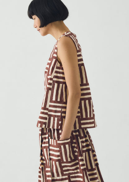 Patchwork Stripe Block Print Top | Sable