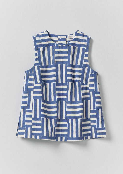 Patchwork Stripe Block Print Top | Deep Cornflower