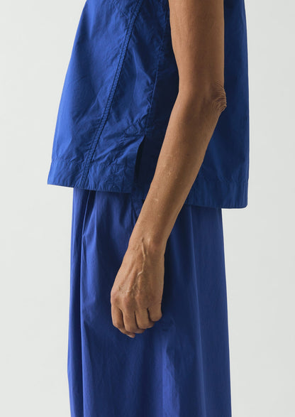 Panelled Garment Dyed Sleeveless Top | Carmine Blue