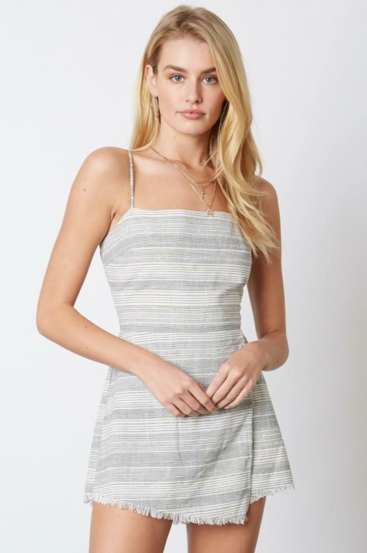 Stephanie Black and White Striped Tie-Back Romper